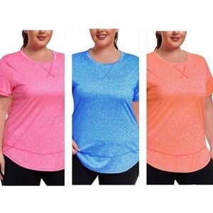 3! Women's Moisture Whicking Plus Size Workout Tops!